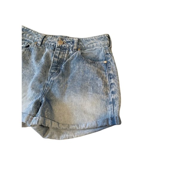 CP JEANS Vintage Style High Waist Button Fly Mom Jean Blue Denim Cuffed Shorts-5 - Picture 3 of 13